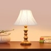 Devansh Off-White Cotton Vintage Cross Pleated   Lamp With Wood Base  (12X12X17)