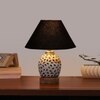 Devansh Conical Black Cotton Shade Lamp With Wood & Mosaic Glass Base For Decoration/Office/Home/Gifting/Study For Decoration/Office/Home/Gifting/Study -(10X10X14.5) Inches -A
