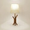 Vrikshya Wooden Table Lamp with Brown Base and Premium White Fabric Lampshade