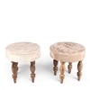 Bestone Sheesham Wood Accent 2+1+1 Seater Bench Set With 2 Stools In Beige Sparkle Velvet