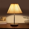 Devansh Off-White Cotton Vintage  Lamp With Natural  Wood Base  & Steel Pipe (12X17.75)
