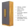 Hexa Red Wooden 2 Door Wardrobe with 4 Shelves in Giant Wood and Slate Grey Colour