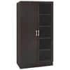 Celestia Double Door Bookshelf cum Crockery Cabinet with Toughened Glass in Antique Ebony Colour