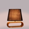 Devansh Black Cotton Table Lamp With  Wood Natural Base -3