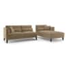 Lewis Sectional Sofa (Colour : Fawn Velvet, Cushion : Soft, Seater : Right Aligned 3 Seater + Right Aligned Chaise)
