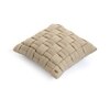 Basket Knit Sandy Brown Cushion Cover 16X16  Inches