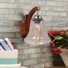 Devansh Solid Wood Electric Wall Light in Brown Colour with Transparent Shade Count of 1 Light