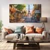 The Castle Decor Eiffel Tower View Wall Art Set of 5 Wooden Framed Digital Painting 27x48 Inch