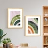 Boho Green and Red Abstract Pattern Set of 2 Framed Posters 45x60 cm