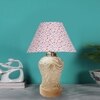 Devansh Conical Multicolor  Cotton Shade  Lamp With  Wood & Mosaic Glass Base For Decoration /Office/Home/Gifting/Study For Decoration /Office/Home/Gifting/Study -(10X10X14.5) Inches -