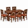 Globally Indian Yashvi Solid Sheesham Wood 6 Seater Dining Table Set 6 Chairs Terracotta Orange