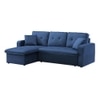 William Solid Wood Sofa cum Bed in Navy Blue