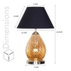 Decade Glass and Metal Table Lamp With Black Cotton Shade