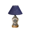 Devansh Conical Blue Jute Shade Lamp With Wood & Mosaic Glass Base For Decoration/Office/Home/Gifting/Study For Decoration/Office/Home/Gifting/Study -(10X10X14.5) Inches -A