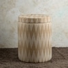 Crest Jacquard Wooden Storage Ottoman Upholstered in Beige Color