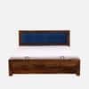 Melba Solid Sheesham Wood  King Size Hydrolic Storage Upholstered  Bed In Provincial Teak Finish