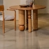 Andaman Solid Wood Four Seater Round Dining Table Set in Off White Colour