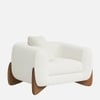 Amala Velvet 1 Seater Sofa in White Colour