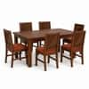 Globally Indian Celeste Solid Sheesham Wood 6 Seater Dining Table Set 6 Chairs Terracotta Orange