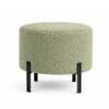 Doe Buck Premium Boucle Round Ottoman in Matte Sage Colour with Polished Black Legs