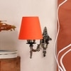 Devansh Metal Electric Wall Light in Antique Gold Colour with Orange Shade Count of 1 Light