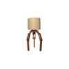 Crawler Brown Wooden Table Lamp with Yellow Printed Fabric Lampshade
