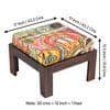 Irish Sheesham Wood Bohemian Coffee Table Set With 2 Stools In Dark Walnut Finish With Israel Print Patchwork Kantha Cushions