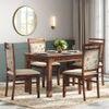 Fidora 4 Seater Dining Table With Set Of 4 Alaine Dining Chairs (Colour- Calico Floral Retreat & Pony Beige, Finish- Teak)