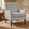 Leston Printed Canvas Geometry Fabric Lounge Chair in White Colour
