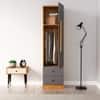 Hexa Red Wooden 1 Door Wardrobe with 2 Drawers and Hanging Space in Giant Wood and Slate Grey Colour