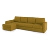 Apollo Fabric Sectional Sofa (Colour : Olive Green, Cushion : Hard, Back Type : Regular, Seating Capacity : Left Aligned 3 Seater + Left Aligned Chaise + Ottoman)