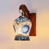 Devansh Solid Wood Electric Wall Light in Brown Colour with White Shade Count of 1 Light