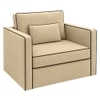 Elano Modern Premium  1 Seater Velvet Pull Out Sofa Cum Bed with Improted Mechanism In Beige  Color