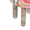 Kingsville Solid Wood Stool in Multi Colour Israel Print Kantha fabric