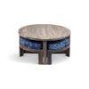 Nashville Sheesham Wood 4 Seater Coffee Table Set In Antique Grey Finish Indigo Patch Kantha Cushion