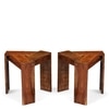 Avina Sheesham Wood Contemporary Triangle Set Of 2 Sidetable  End Table In Natural Teak Finish