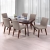 Wesley- Persica Leatherette 6 Seater Glass Top Dining Table Set (Colour- Beige, Finish- Dark Walnut)