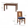 Globally Indian Bastien Solid Sheesham Wood 6 Seater Dining Table Set 6 Chairs Navy Blue