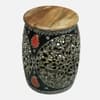 Noir Heritage Painted Metal Coffee Table with 4 Stools in Multi Finish Set of 5
