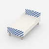 Minimalist Kids Toddler Bed in White and Blue Stripes