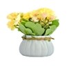 Blue Planter With Artificial Flowers