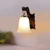 Devansh Solid Wood Electric Wall Light in Brown Colour with White Shade Count of 1 Light