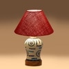 Devansh Conical Maroon Jute Shade Lamp With Wood & Mosaic Glass Base For Decoration/Office/Home/Gifting/Study For Decoration/Office/Home/Gifting/Study -(10X10X14.5) Inches -A