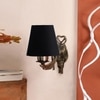 Devansh Metal Electric Wall Light in Antique Gold Colour with Black Shade Count of 1 Light