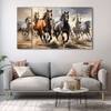 The Castle Decor 7 Running Horses Vastu Wall Art Framed Painting 27x48 Inch (Style 7)