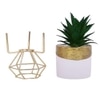 Artificial Agave Plant In White & Gold Pot