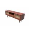 Anaya Solid Wood 2 Door Rattan Designed Tv Cabinet In Honey Ook Finish