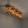Symmetric Brown Solid Wood Ceiling Light