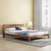 Beirut Solid Wood Bed Queen Size In Teak Finish