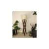 Ignis Wooden Floor Lamp with Brown Base and Jute Fabric Lampshade